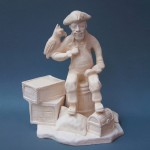 Стилизованная скульптура- Пират. Мелкая пластика, белая глина. Высота см., ширина см.